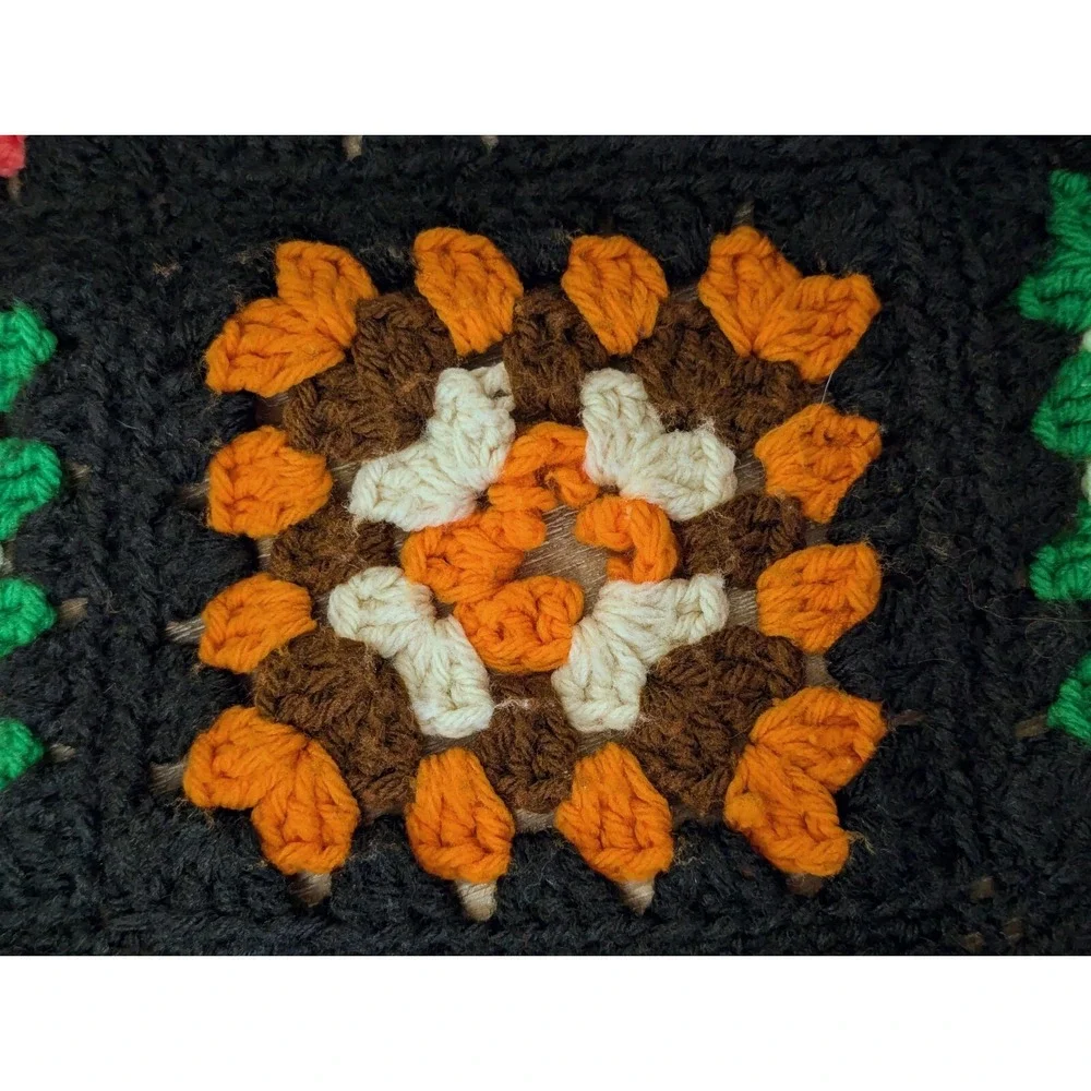 VTG Granny Square Roseanne Afghan Crochet Multicolor Blanket Throw Colorful READ